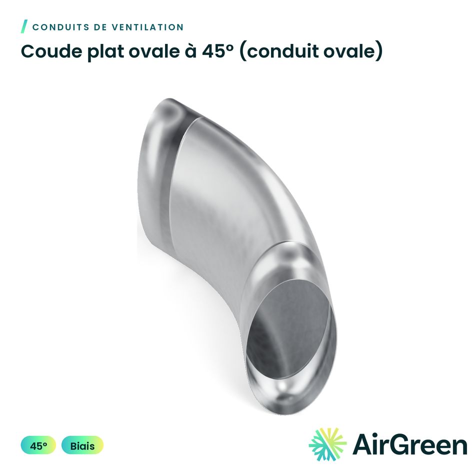 Coude plat ovale à 45° (conduit ovale)
