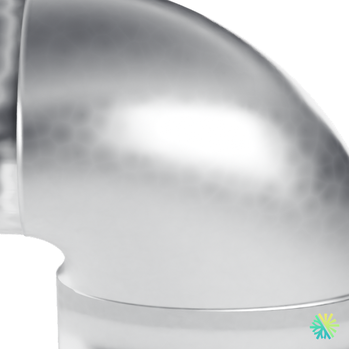 Vue de détail – Coude ovale à rond à 90° (conduit ovale)