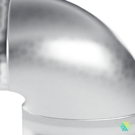 Vue de détail – Coude ovale à rond à 90° (conduit ovale)