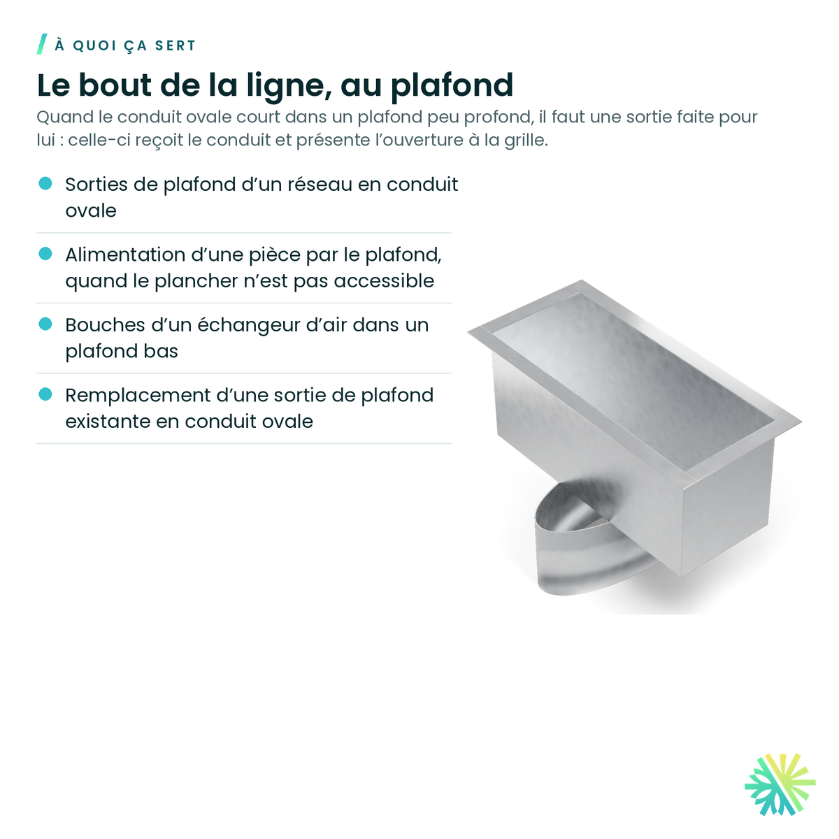 À quoi ça sert – Sortie de plafond ovale (conduit ovale)