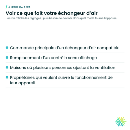 À quoi ça sert – Contrôle électronique à écran pour échangeur d'air