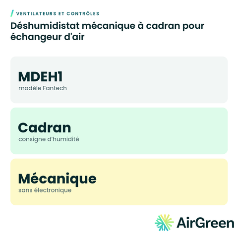 Déshumidistat mécanique à cadran pour échangeur d'air