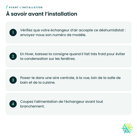 À savoir avant l’installation – Déshumidistat mécanique à voyant pour échangeur d'air