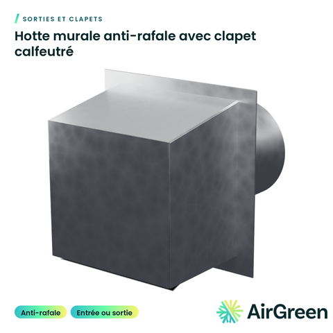 Hotte murale anti-rafale avec clapet calfeutré