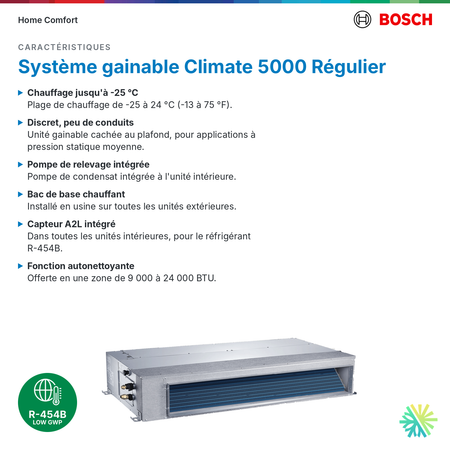 Bosch système gainable Climate 5000 Régulier : caractéristiques