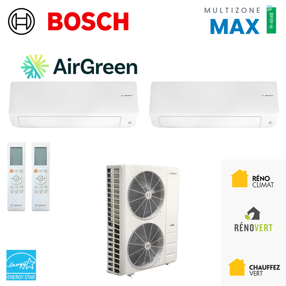 Thermopompe multizone Bosch Climate 5000 MAX Performance, 2 zones, R-454B