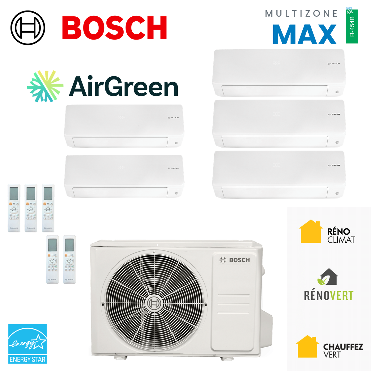 Thermopompe multizone Bosch Climate 5000 MAX Performance, 5 zones, R-454B