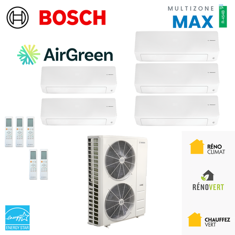 Thermopompe multizone Bosch Climate 5000 MAX Performance, 5 zones, R-454B