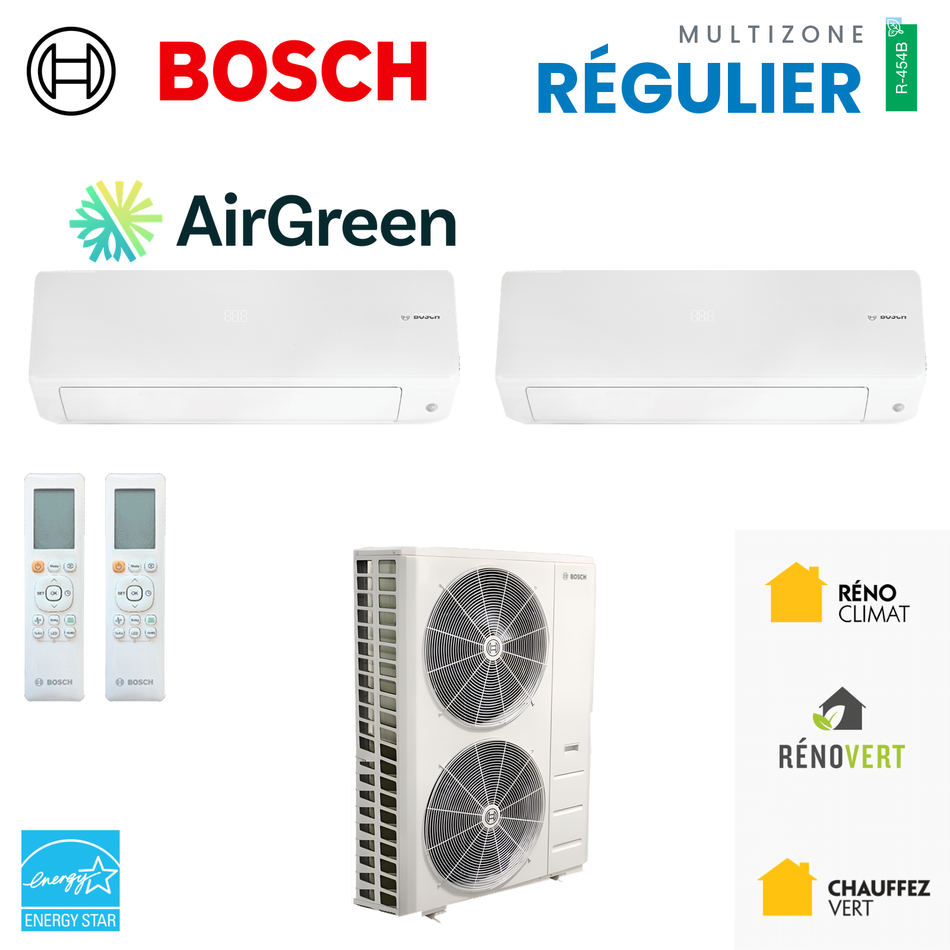 Thermopompe multizone Bosch Climate 5000 Régulier, 2 zones, R-454B