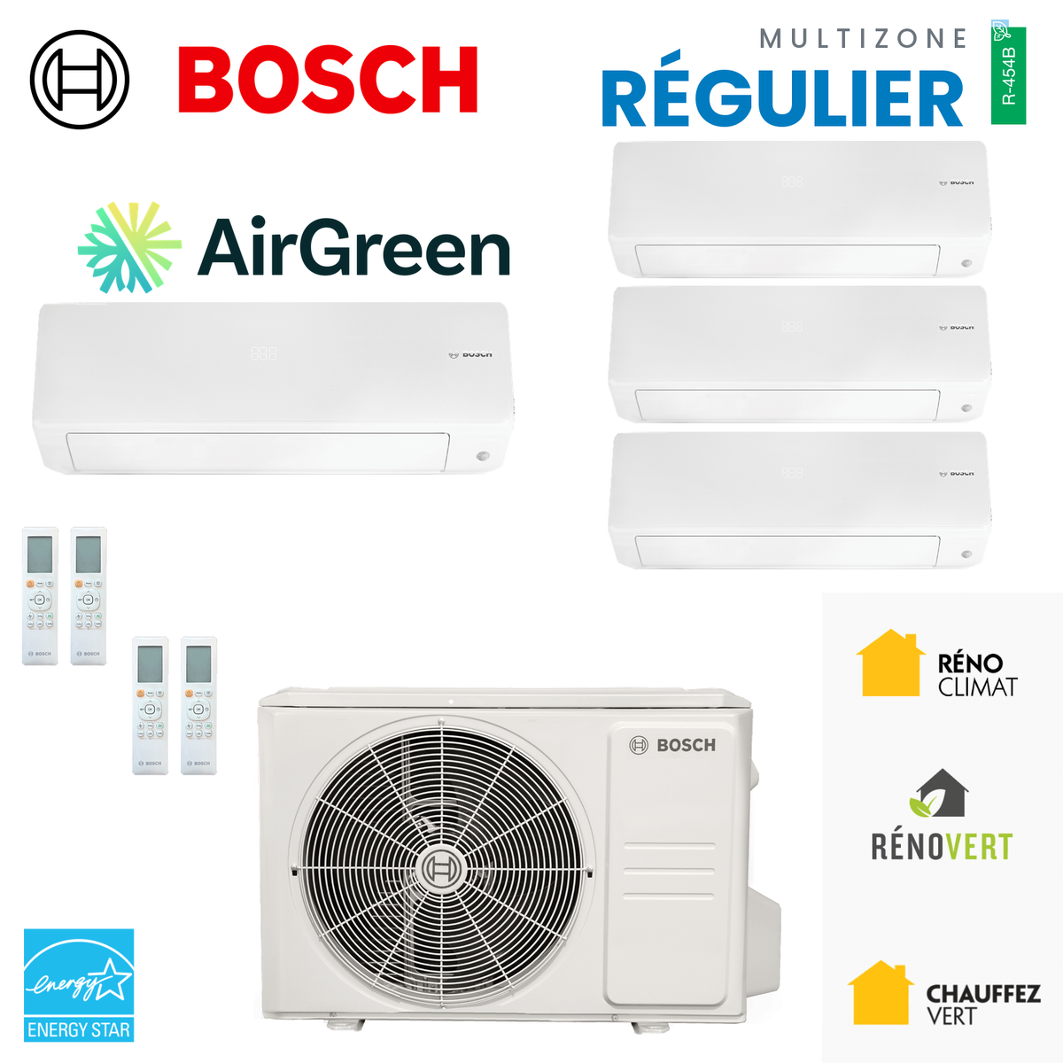 Thermopompe multizone Bosch Climate 5000 Régulier, 4 zones, R-454B