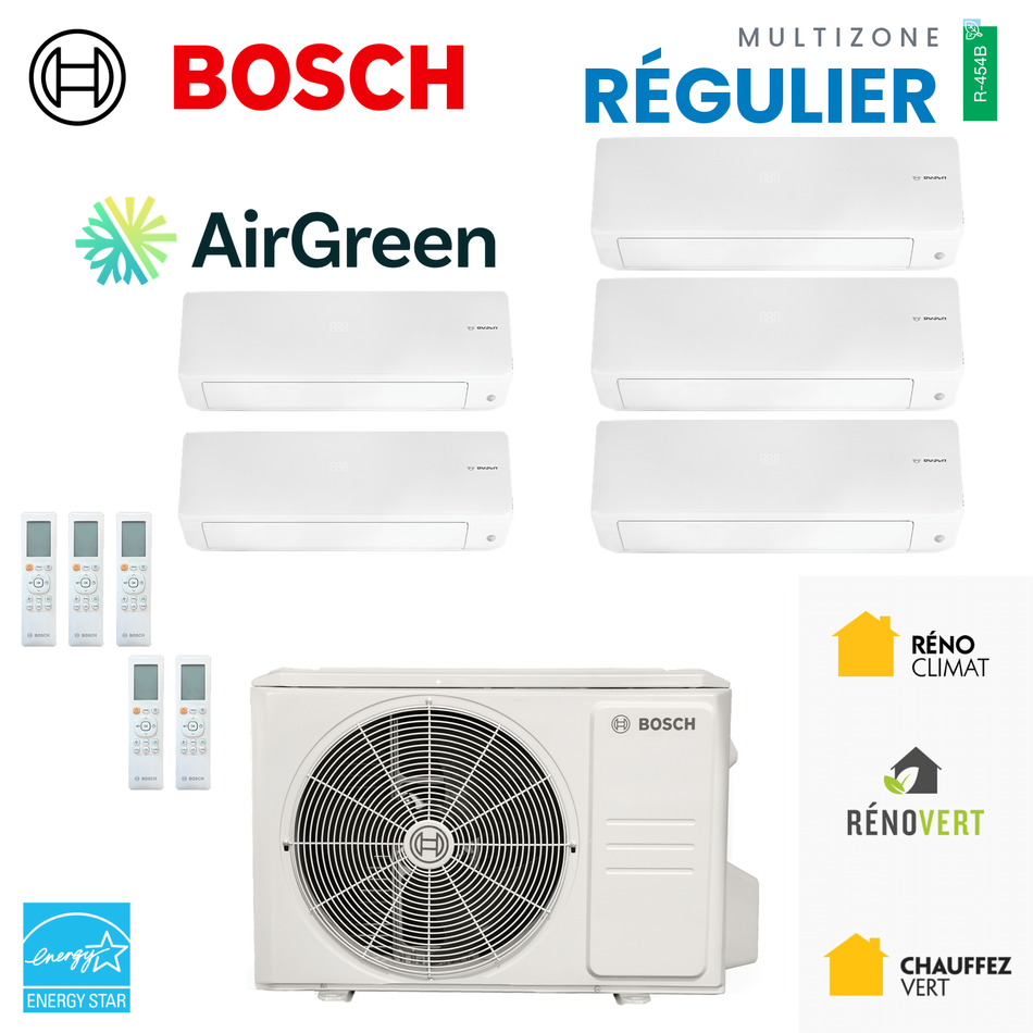 Thermopompe multizone Bosch Climate 5000 Régulier, 5 zones, R-454B