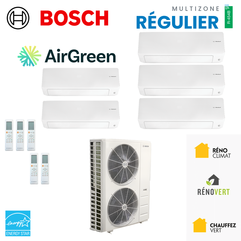 Thermopompe multizone Bosch Climate 5000 Régulier, 5 zones, R-454B