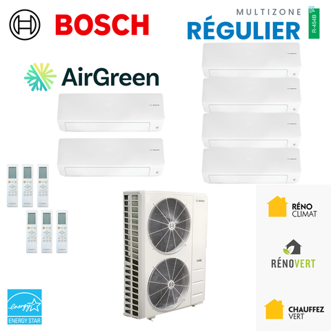 Thermopompe multizone Bosch Climate 5000 Régulier, 6 zones, R-454B