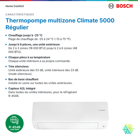 Bosch thermopompe multizone Climate 5000 Régulier : caractéristiques