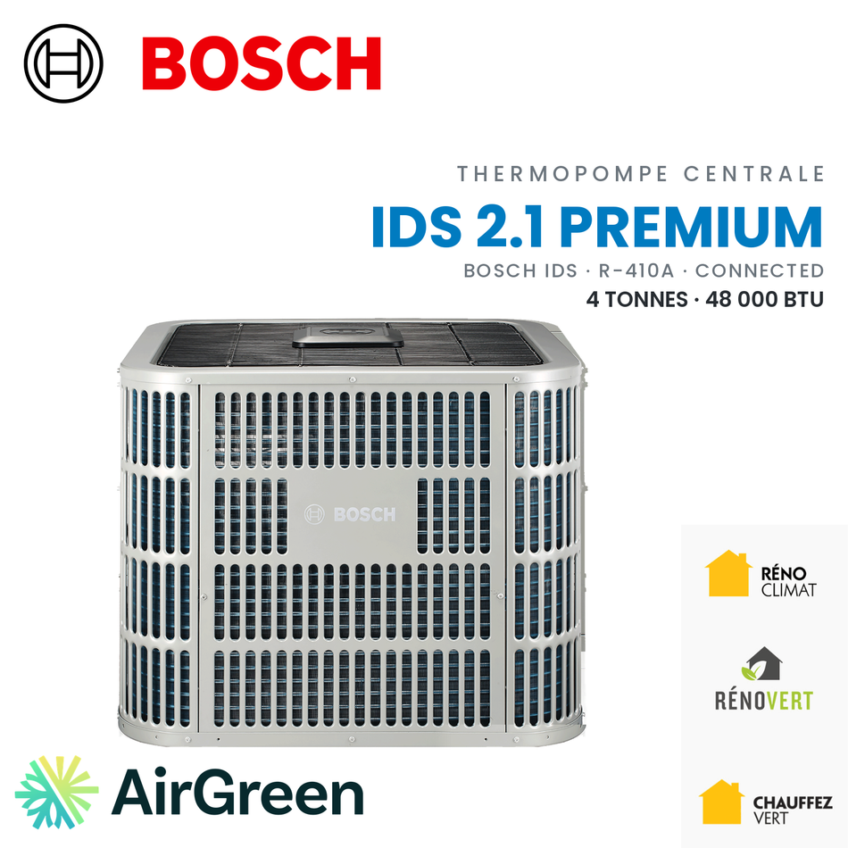 Thermopompe centrale Bosch IDS 2.1 Premium Connected R-410A, 4 tonnes (48 000 BTU)