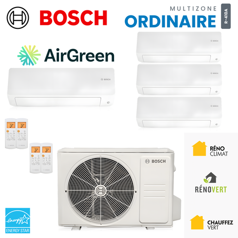 Thermopompe multizone Bosch Climate 5000 Ordinaire 4 zones R-410A, unités murales et unité extérieure