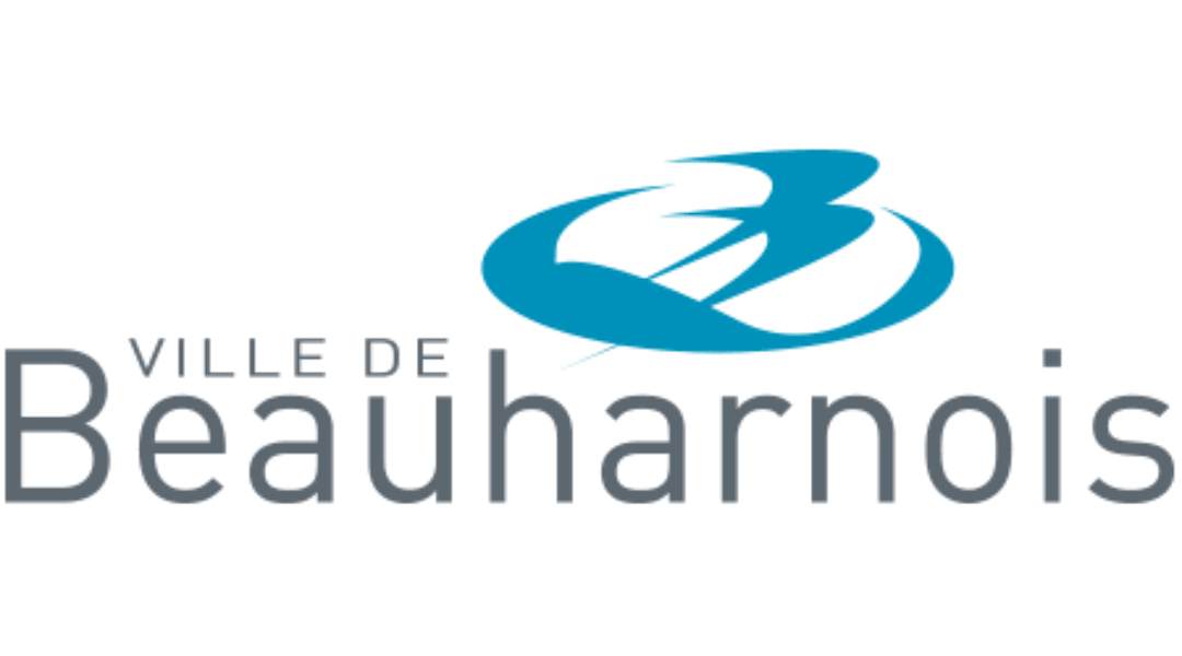 Logo of Ville de Beauharnois featuring a stylized blue letter 'B' and city name in gray text.