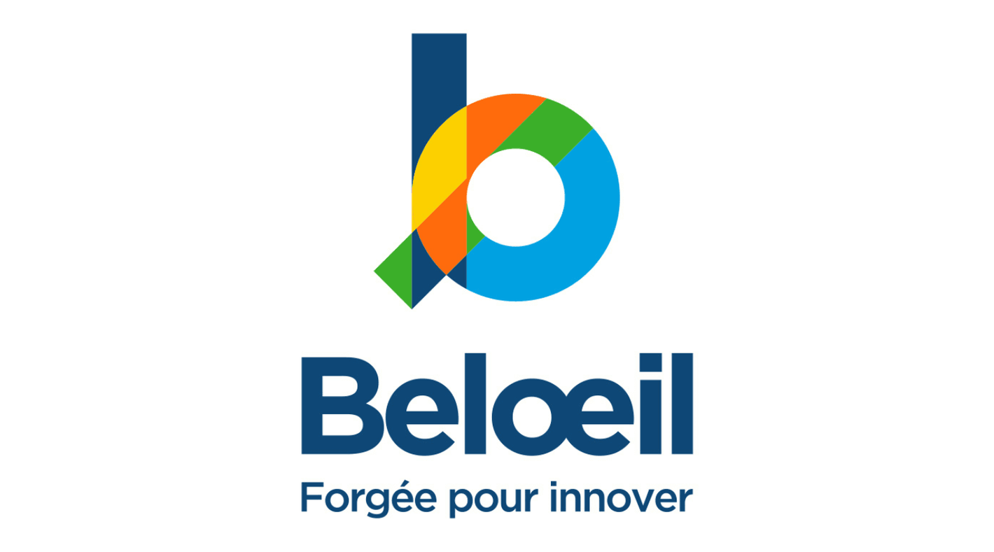 Logo of Beloeil with the slogan 'Forgée pour innover' in colorful design.
