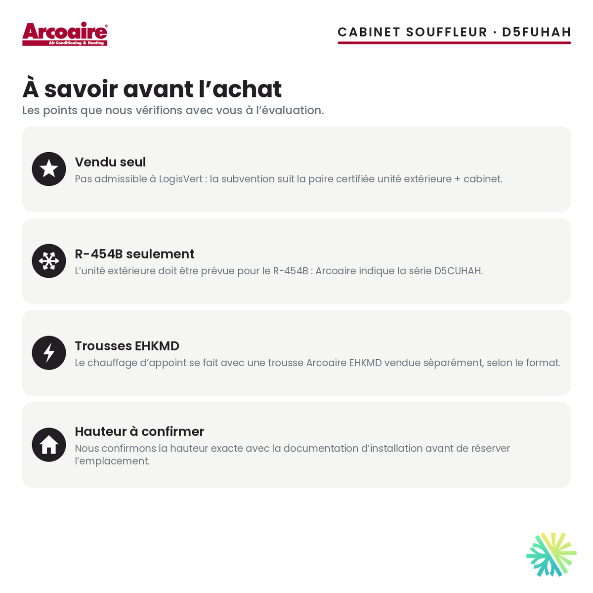 Cabinet souffleur Arcoaire D5FUHAH — à savoir avant l’achat