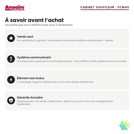 Cabinet souffleur Arcoaire FCM4X — à savoir avant l’achat