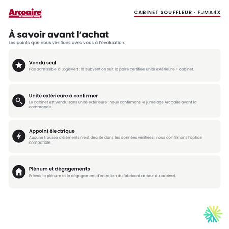 Cabinet souffleur Arcoaire FJMA4X — à savoir avant l’achat