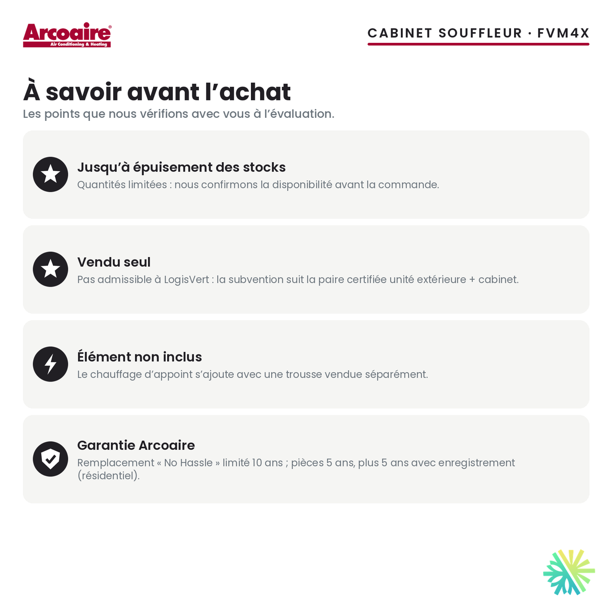Cabinet souffleur Arcoaire FVM4X — à savoir avant l’achat