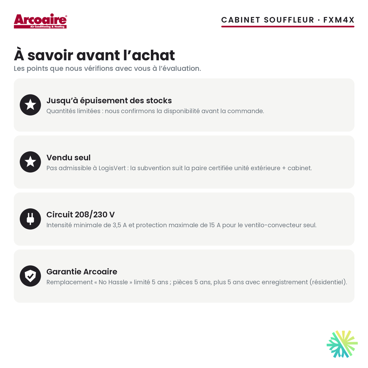 Cabinet souffleur Arcoaire FXM4X — à savoir avant l’achat
