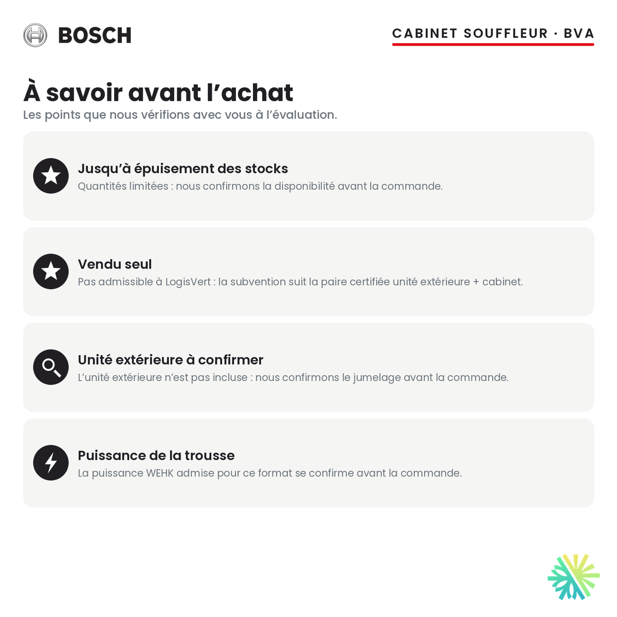 Cabinet souffleur Bosch BVA — à savoir avant l’achat