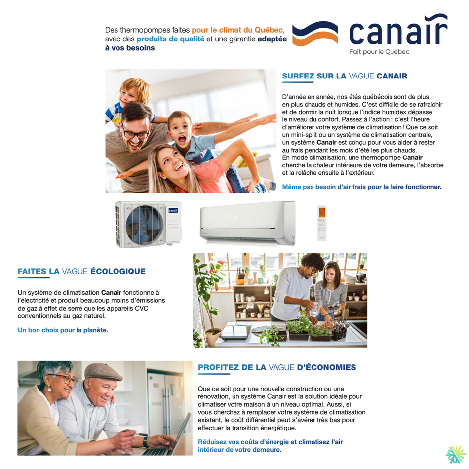 Thermopompe Murale CANAIR 4C22 | 9 000 BTU - R454B - 220V | Montréal