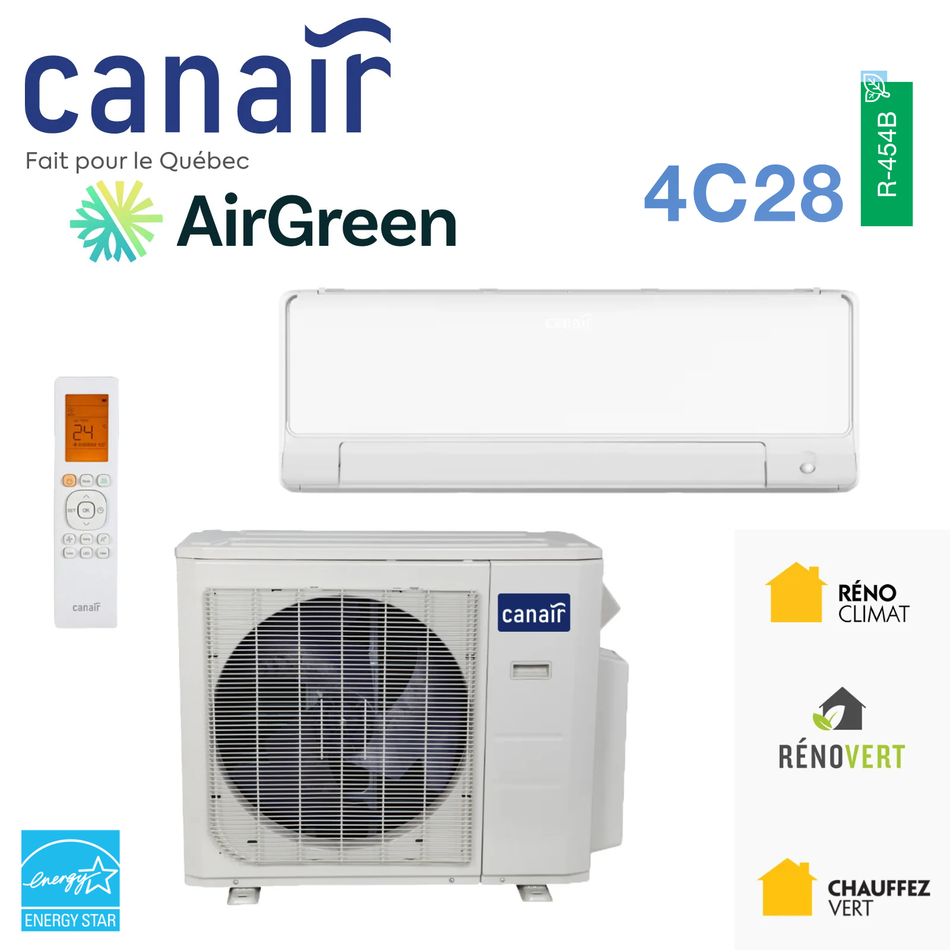 Thermopompe Murale CANAIR 4C28 | 18 000 BTU - R454B | Montréal, Rive Sud, Rive Nord