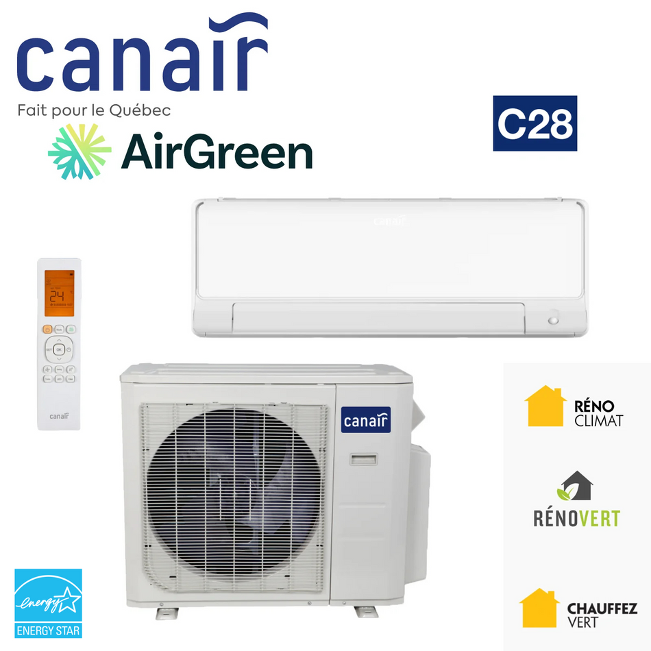 Mini Split CanAir C28 | 12 000 BTU | Montréal, Laval, Longueuil, Rive Nord & Rive Sud