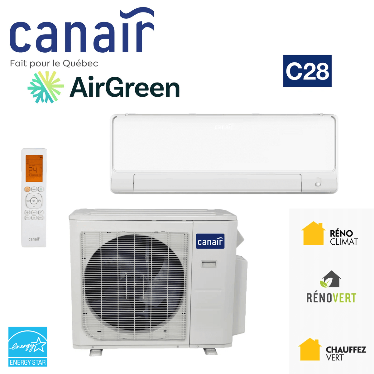 Mini Split CanAir C28 24 000 BTU Montréal, Laval, Longueuil, Rives