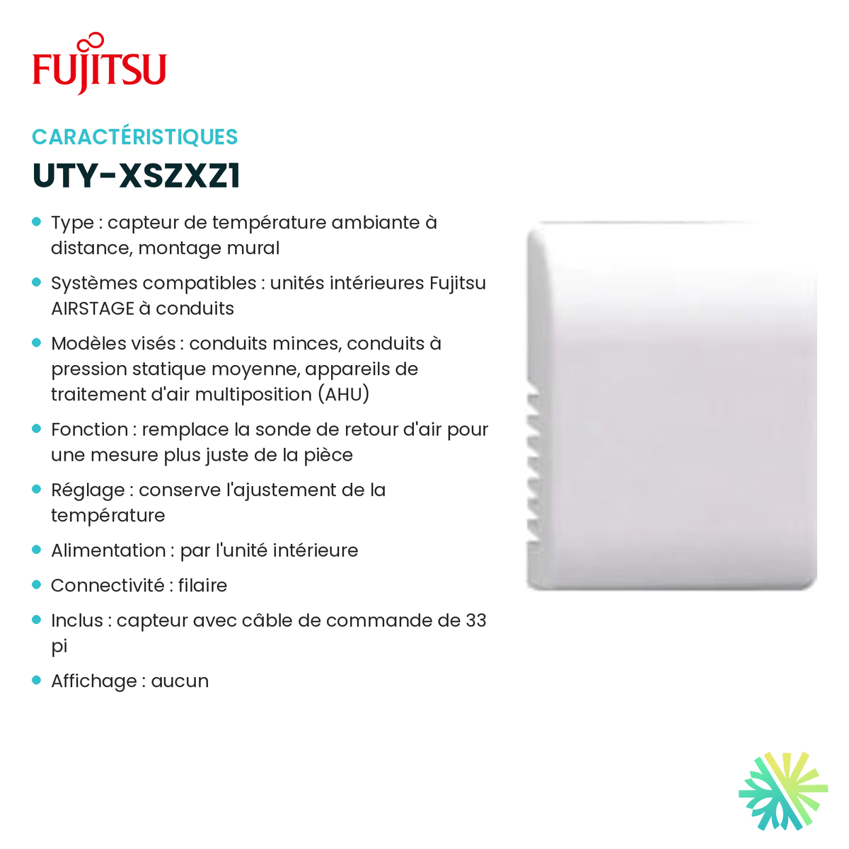 Fiche technique : Capteur FUJITSU UTY-XSZXZ1 — AirGreen, Montréal, Laval, Longueuil, Rive-Sud et Rive-Nord