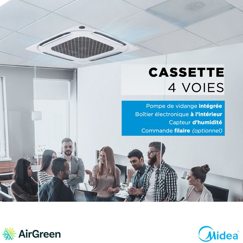MIDEA - Cassette de Plafond 4 Voies (Thermopompe) | 9 000 BTU - R454B