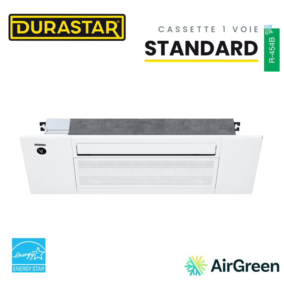 Cassette de Plafond 1-Voie DURASTAR Standard | 18000 BTU - R454B — installée par AirGreen à Montréal, Laval, Longueuil, Rive-Sud et Rive-Nord