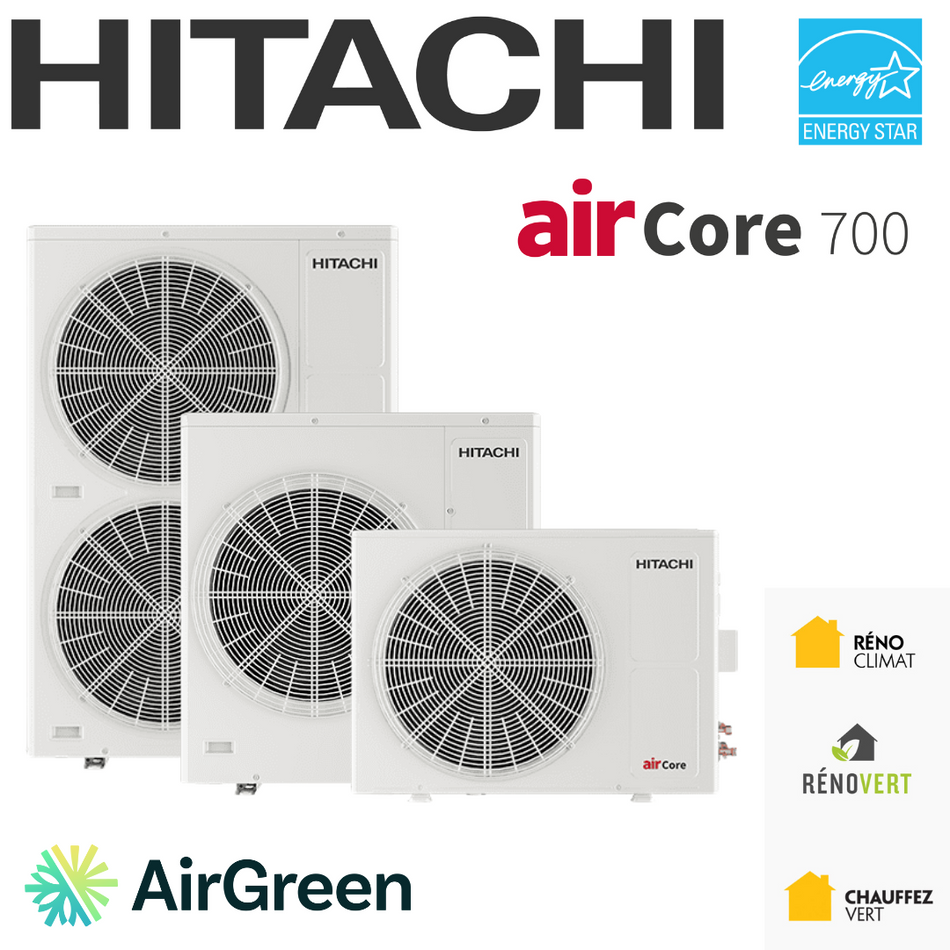 HITACHI airCore 700 HEATFORCE Central Heat Pump | 3 Tons - 36,000 BTU
