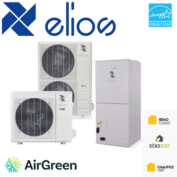 Elios AirGreen HVAC systems with Energy Star rating, featuring climate and energy efficiency certifications.