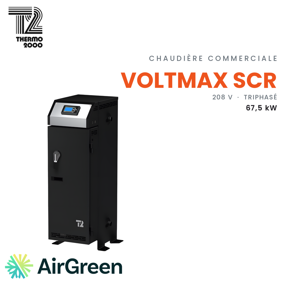 Chaudière électrique commerciale Thermo 2000 VoltMax SCR VOLTSCR20868P3 de 67,5 kW, 208 V triphasé