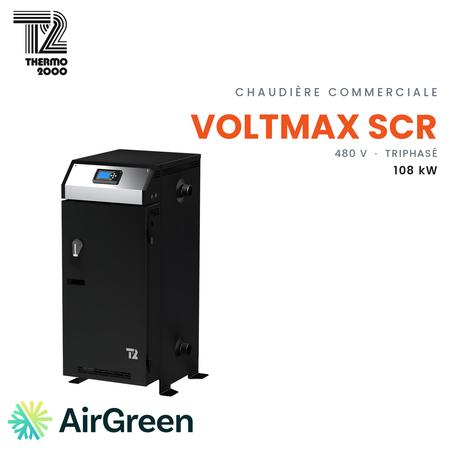 Chaudière électrique commerciale Thermo 2000 VoltMax SCR VOLTSCR480108P3 de 108 kW, 480 V triphasé