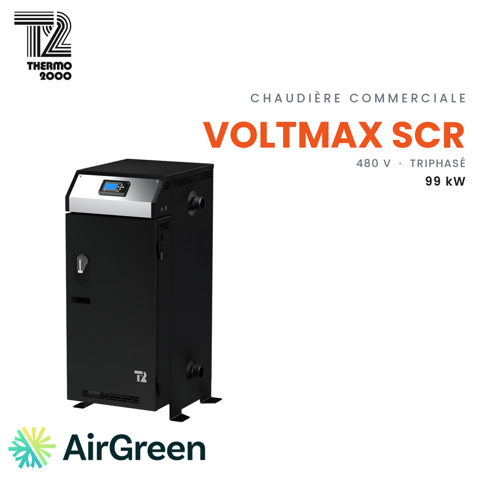 Chaudière électrique commerciale Thermo 2000 VoltMax SCR VOLTSCR48099P3 de 99 kW, 480 V triphasé