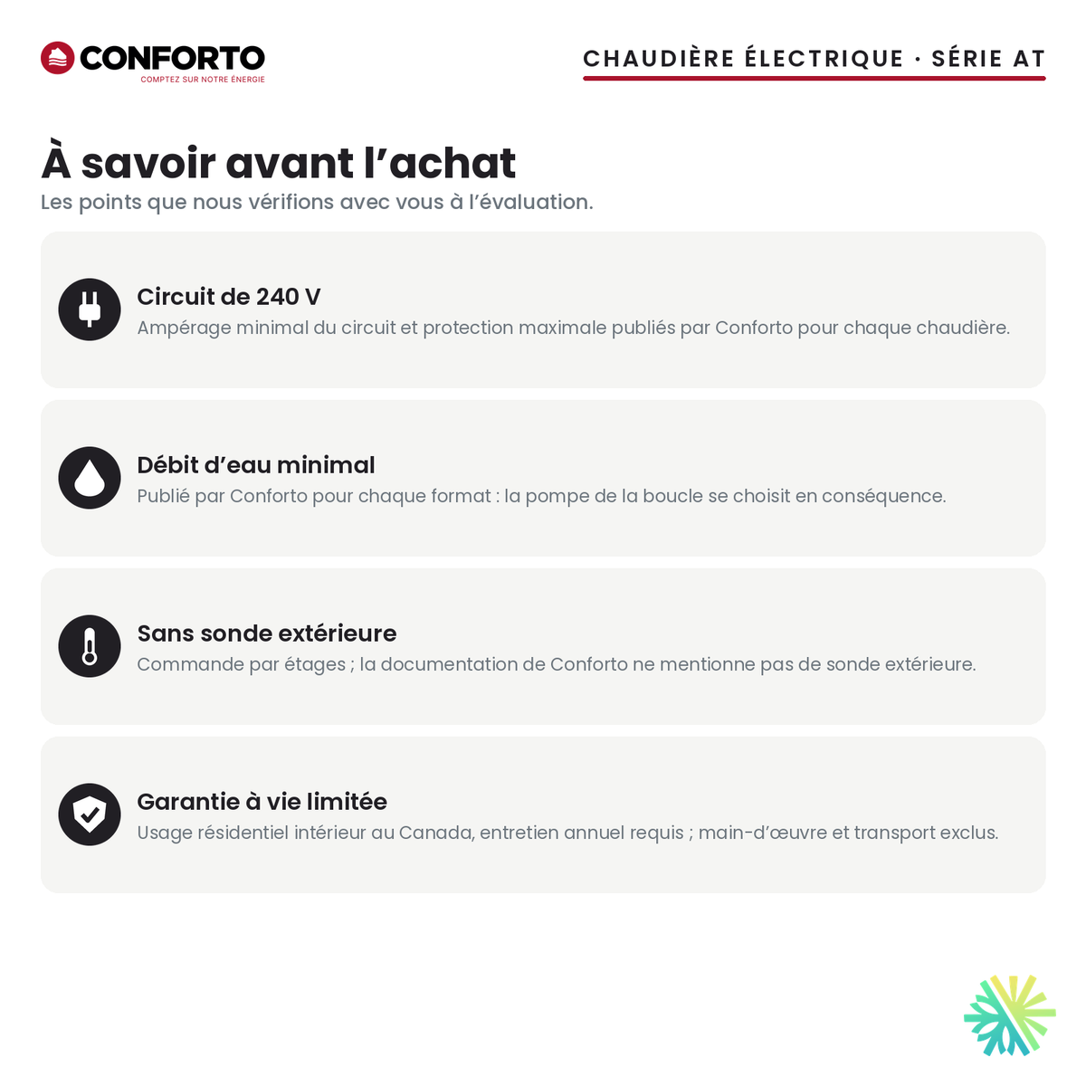 À savoir avant l’achat d’une chaudière électrique Conforto série AT