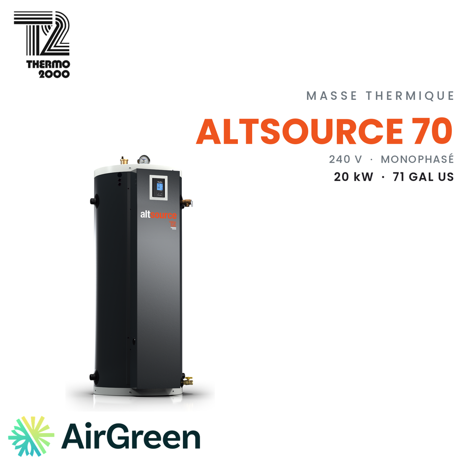 Chaudière électrique à masse thermique Thermo 2000 AltSource 70 de 20 kW (71 gal US), 240 V monophasé