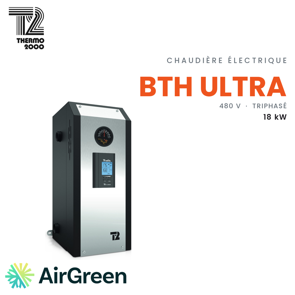 Chaudière électrique Thermo 2000 BTH ULTRA de 18 kW, 480 V triphasé