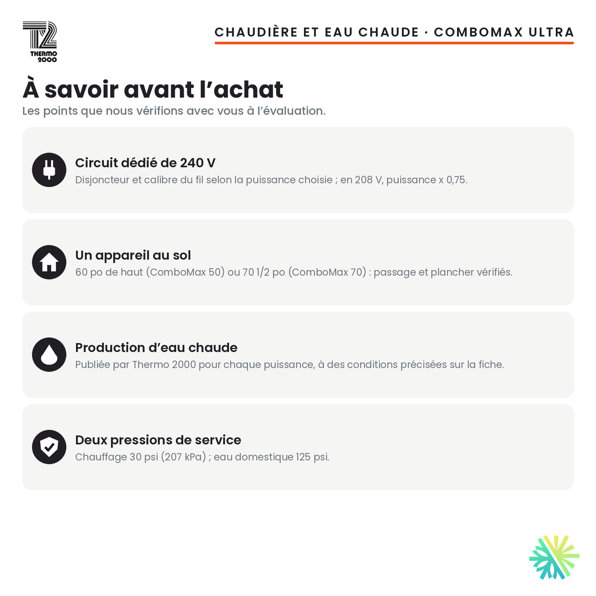 À savoir avant l’achat d’une chaudière électrique Thermo 2000 ComboMax ULTRA