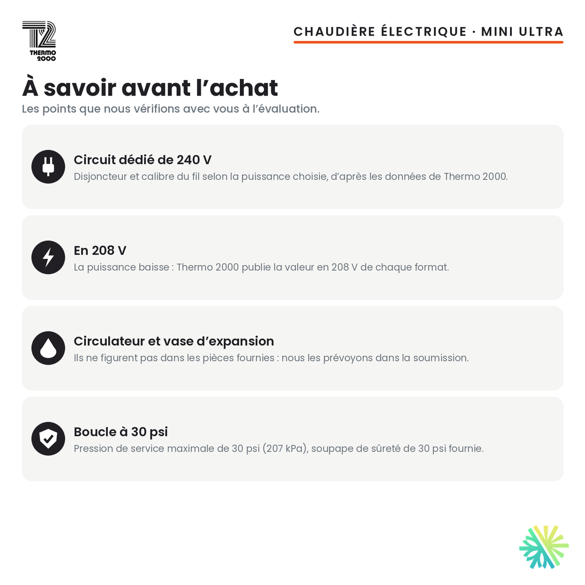 À savoir avant l’achat d’une chaudière électrique Thermo 2000 Mini ULTRA