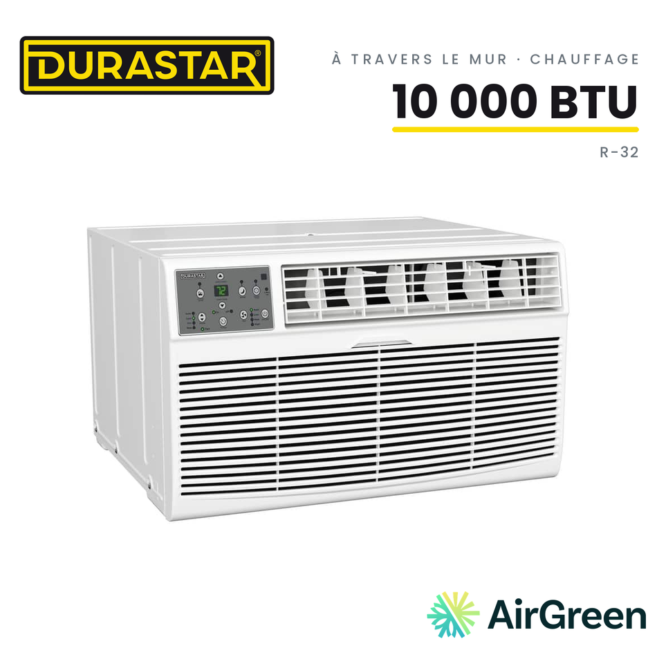 Climatiseur à Travers le Mur avec Chauffage DURASTAR | 10000 BTU - R32 — installée par AirGreen à Montréal, Laval, Longueuil, Rive-Sud et Rive-Nord