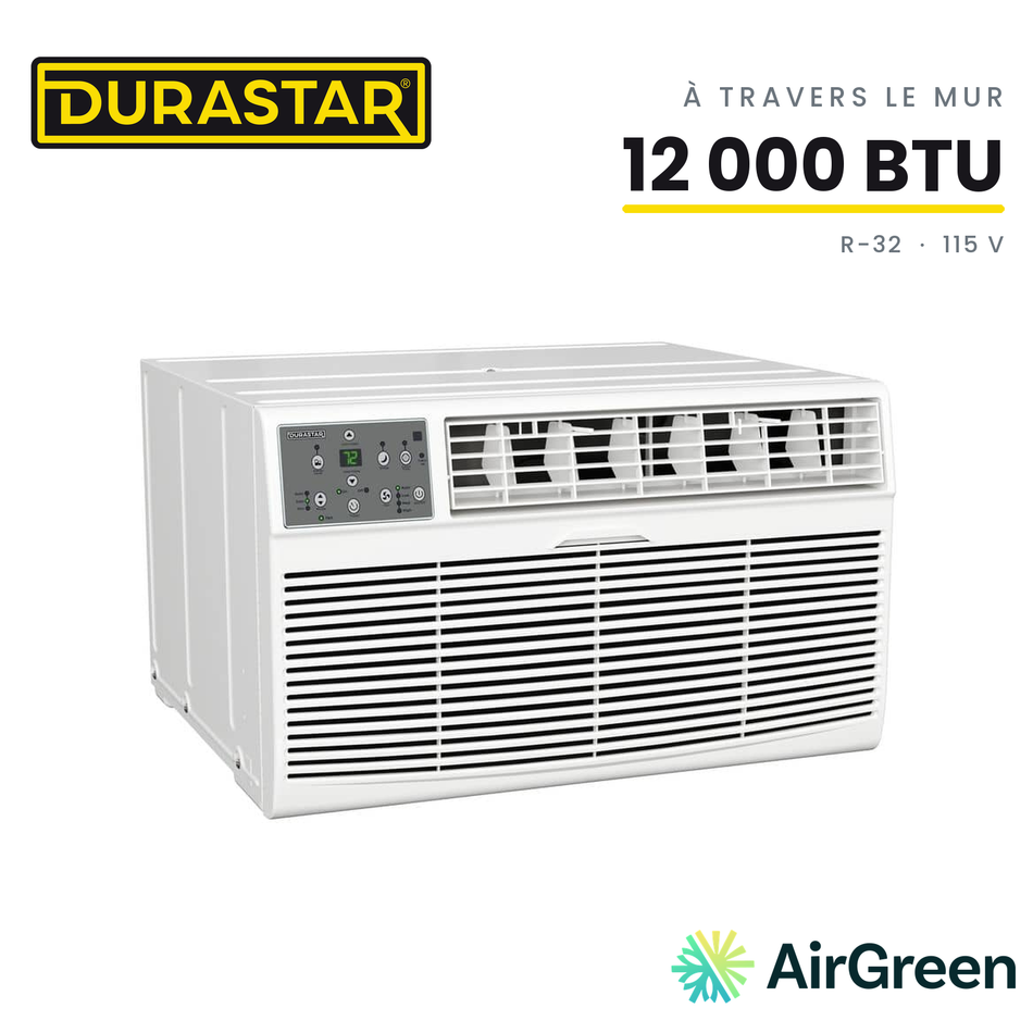 Climatiseur à Travers le Mur DURASTAR | 12000 BTU 115V - R32 — installée par AirGreen à Montréal, Laval, Longueuil, Rive-Sud et Rive-Nord