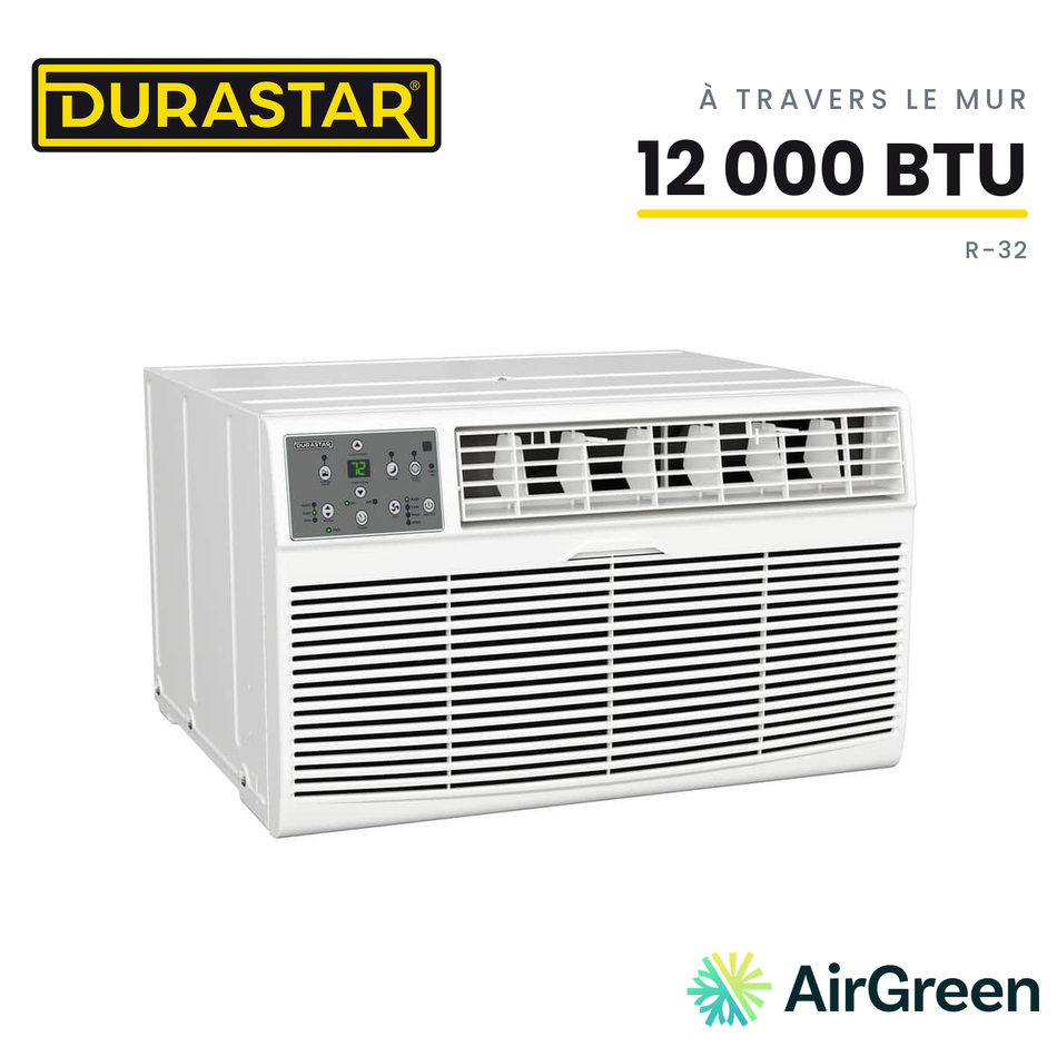 Climatiseur à Travers le Mur DURASTAR | 12000 BTU - R32 — installée par AirGreen à Montréal, Laval, Longueuil, Rive-Sud et Rive-Nord