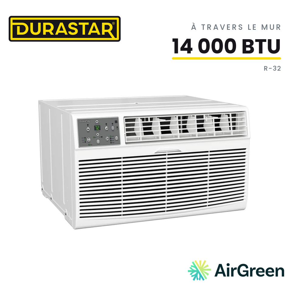 Climatiseur à Travers le Mur DURASTAR | 14000 BTU - R32 — installée par AirGreen à Montréal, Laval, Longueuil, Rive-Sud et Rive-Nord