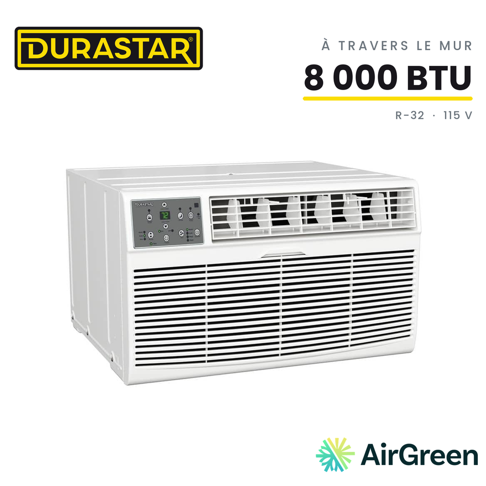 Climatiseur à Travers le Mur DURASTAR | 8000 BTU 115V - R32 — installée par AirGreen à Montréal, Laval, Longueuil, Rive-Sud et Rive-Nord